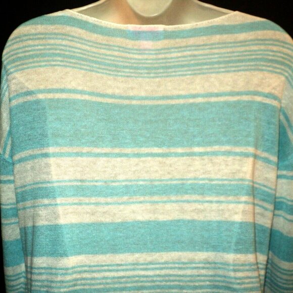 Lilly Pulitzer Women's Size S-M Lightweight Sweater Linen Alana Teal, White - Picture 5 of 7